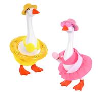 JcHrmers 2 Set Bikini Desk Goose Outfit 7 inch Mini Goose Yellow Pink Bikini with Hat Sunglasses for Summer Magnetic Desk Goose Statue Decor