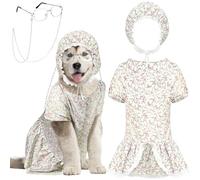 JcHrmers 3 Pcs Halloween Wolf Granny Dog Costume Old Lady Grandma Costume for Dogs Hat Dress Glasses for Halloween Dog Party Cosplay Dress Up Outfit (3XL)