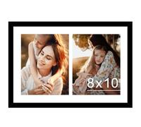 JCJMY 12x18 Double 8x10 Picture Frame, Display 2 8x10 Photos or 12x18 Picture, Two Opening 8 x 10 Collage Frame for Wall Hanging, 8 by 10 Multi Photo Frame, Black