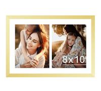 JCJMY 12x18 Picture Frame, 8x10 Collage Picture Frame, Display 2 8x10 Photos or 12x18 Picture, Two Opening 8 x 10 Collage Frame for Wall Hanging, 8 by 10 Multi Photo Frame, Gold