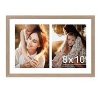 JCJMY 12x18 Picture Frame, 8x10 Collage Picture Frame, Display 2 8x10 Photos or 12x18 Picture, Two Opening 8 x 10 Collage Frame for Wall Hanging, 8 by 10 Multi Photo Frame, Rustic Brown
