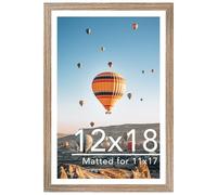 JCJMY 12x18 Picture Frame with 11x17 Mat, Display Photo 11x17 with Mat or 12 x 18 Without Mat, Wall Hanging Large 12 by 18 Poster Frame with Plexiglass, Rustic Brown