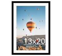 JCJMY 13x20 Picture Frame with 11x17 Mat, Display Photo 11x17 with Mat or 13 x 20 Without Mat, Wall Hanging Large 13 by 20 Poster Frame with Plexiglass, Black