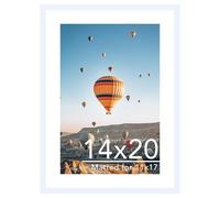 JCJMY 14x20 Picture Frame with 11x17 Mat, Display Photo 11x17 with Mat or 14 x 20 Without Mat, Wall Hanging Large 14 by 20 Poster Frame with Plexiglass, White