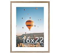 JCJMY 16x22 Picture Frame with 12x18 Mat, Display Photo 12x18 with Mat or 16 x 22 Without Mat, Wall Hanging Large 16 by 22 Poster Frame with Plexiglass, Rustic Brown
