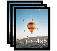 JCJMY 4x5 Picture Frame Set of 3 Black for Wall Hanging or Tabletop, Wall Mounting Horizontally or Vertically, 4 x 5 Wall Gallery Poster Photo Frames for 4 by 5 Photo,3 Pack, Black