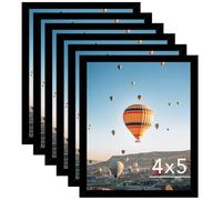 JCJMY 4x5 Picture Frame Set of 6 Black for Wall Hanging or Tabletop- Wall Mounting Horizontally or Vertically, 4 x 5 Wall Gallery Poster Photo Frames for 4 by 5 Photo,6 Pack, Black