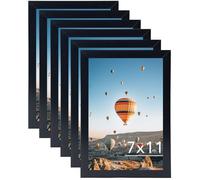 JCJMY 7x11 Picture Frame Set of 6 Black for Wall Hanging or Tabletop- Wall Mounting Horizontally or Vertically, 7 x 11 Wall Gallery Poster Photo Frames for 7 by 11 Photo, 6 Pack, Black