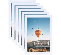 JCJMY 7x11 Picture Frame Set of 6 White for Wall Hanging or Tabletop- Wall Mounting Horizontally or Vertically, 7 x 11 Wall Gallery Poster Photo Frames for 7 by 11 Photo, 6 Pack, White