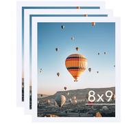 JCJMY 8x9 Picture Frame Set of 3 White for Wall Hanging or Tabletop- Wall Mounting Horizontally or Vertically, 8 x 9 Wall Gallery Poster Photo Frames for 8 by 9 Photo,3 Pack, White
