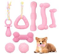 JCJuncai 8 Pack Puppy Chew Toys for Teething Cute Pink Dog Teething Toys for Puppies Soft Durable Interactive Chew Toy for Small Dogs