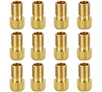 JCKD 12 piece bicycle valve adapter, French valve adapter with sealing ring, DV and SV to AV valve, tire valve adapter, car valve adapter, metal adapter (gold)