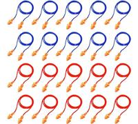 JCKD 20 Pieces Silicone earplugs with Ropes, Reusable Wired soundproof earplugs, Swimming earplugs, Noise Cancelling earplugs, Sleep earplugs, for Hearing Protection, Waterproof (2 Colors)