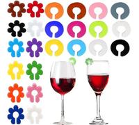 JCKD 24 pcs colored silicone wine glass markers, reusable cup markers, glass identifiers, suitable for daily life and gatherings, champagne glasses, cocktail glasses, water glasses, beverage markers