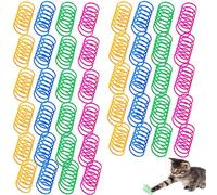 JCKD 40 piece set of cat spring toys, plastic coil springs, novel pet toys, colorful coil springs, to kill time and maintain health, suitable for patting, biting, and hunting kittens (4 colors)