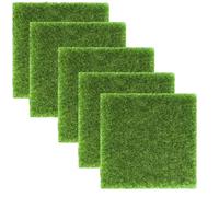 JCKD 5 pieces of miniature artificial grass carpet, artificial grass miniature moss, artificial green lawn mat, suitable for indoor and outdoor garden decoration, terrace, micro landscape (15 x 15 cm)