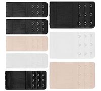 JCKD 8-piece Mixed Bra Extender, Soft and Comfortable Extender, Women's Bra tie Extension Elastic Extender, 3 Rows of 3 Hooks and 2 Rows of 2 Hooks (3 Colors of Skin Tone, White, Black)