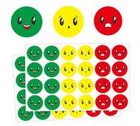 JCKD Pack of 1440 Red, Yellow, Green Educational Reward Stickers, 2.5 cm Emotional Stickers for Teachers and Children, Mood Stickers, Happiness and Sadness Stickers, Smile Stickers