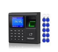 JCKJWL Biometric Fingerprint RFID Access Control Keypad System Electronic USB Time Clock Recorder Attendance Machine +10 Keyfobs Card With Multi-language and Staff Support