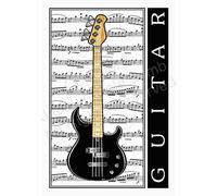 JCL Beautiful original base guitar art gift birthday card professional