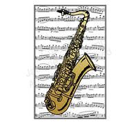 JCL Beautiful original stunning metallic gold and black Tenor Saxophone V1 art gift birthday card professional