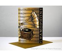 JCL Beautiful original vintage Gramophone art gift birthday card professional