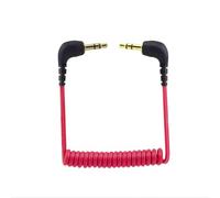 JCMOYUTY for DJI Mic Camera Audio Cable 3.5mm TRS, Dual 3.5mm TRS Male Coiled Right Angle Audio Cord Adaptor for DJI Mic 1/2 for VLOG