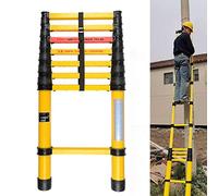 JCNAGXY 2m//4m Tall Telescoping Insulating Extension Ladder, Portable Foldable Fiberglass Nonconductive Loft Ladder for Home Roof Electrical Work