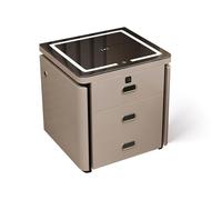 JCNAGXY Bedside Table Bedroom Wireless Charging Multifunctional Furniture，Smart Nightstand With Fingerprint Lock And Speaker， Solid Wood NightstandMilk Coffee,12x16x19.99