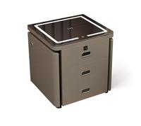 JCNAGXY Bedside Table Bedroom Wireless Charging Multifunctional Furniture，Smart Nightstand With Fingerprint Lock And Speaker， Solid Wood NightstandChampagne Coffee,16x16x19.99