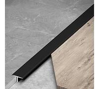 JCNAGXY Black Floor Transition Strip T Molding, Flat Gap Seam Cover/Cap for Wood Board Vinyl Laminate Floors, Waterproof Aluminum Edge Trim for Indoor Outdoor