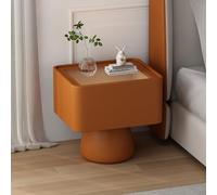 JCNAGXY Creative black minimalist bedroom solid wood storage bedside table with tempered glass countertop, bedroom living room wooden small table/glass coffee table Color : Oran