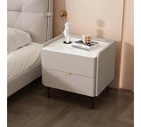JCNAGXY Full solid wood slate countertop bedroom bedside table with storage drawers, using leather cabinet top and carbon steel gold-plated cabinet legs, anti-falling surround, creating a bed