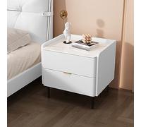 JCNAGXY Full solid wood slate countertop bedroom bedside table with storage drawers, using leather cabinet top and carbon steel gold-plated cabinet legs, anti-falling surround, creating a bed
