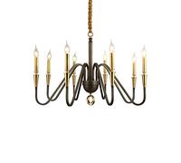 JCNAGXY Indoor Chandelier, 8-Lights Nordic Neoclassical Art Rustic Pendant Light Retro Copper Chandelier Dining Room Living Room Black Candle Hanging Light Hanging Lighting