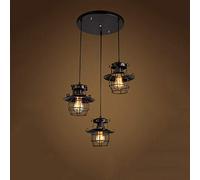 JCNAGXY Indoor Chandelier, V-intage Pendant Lamp Retro Industrial Iron Cage Ceiling Hanging Light Bar Restaurant Club Clothing Store Decoration Suspension Lighting with 1/3-light Hanging Lighting