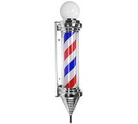 JCNAGXY Light Outdoor Wall Lamp Barber Shop Pole with Glowing Globe Lamp Rotating Stripes Salon Sign Wall Mount Save Energy Barber Shop Pole
