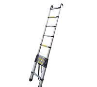 JCNAGXY Lightweight Telescoping Ladder Extension Ladder /4.6m/5.8m/6.2m/8m Telescopic Ladder with Hooks, Non-Slip Heavy Duty Straight Ladder for Garage & Truck, Aluminum Alloy