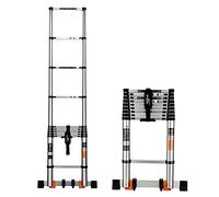 JCNAGXY Lightweight Telescoping Ladder Extension Ladder Professional Engineering Telescoping Ladder with Stabilizer Bar, Non-Slip Aluminum Extension Ladders for Building Maintenance Work