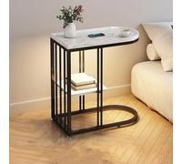 JCNAGXY Multifunctional narrow edge smart led bedside table with wireless charging station and open storage shelf, coffee table charging station, suitable for small space/coffee table, sofa, bedroom