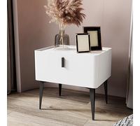 JCNAGXY Single-drawn solid wood Italian-style bedside table, storage cabinet with solid frosted carbon steel legs and slate top.99