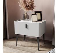 JCNAGXY Single-drawn solid wood Italian-style bedside table, storage cabinet with solid frosted carbon steel legs and slate top.99