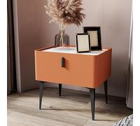 JCNAGXY Single-drawn solid wood Italian-style bedside table, storage cabinet with solid frosted carbon steel legs and slate top.99