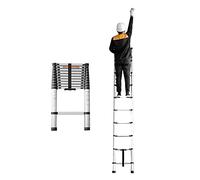 JCNAGXY Telescopic Ladder Heavy Duty Step Ladders with Wide Rungs, Single Straight Style Loft Ladder, 2/2.6/2.9/3.2/3.8/4.1/4.4/4.7/5.1/5.5/5.9/6.3/6.7/7.1 m Tall