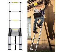 JCNAGXY Telescoping Telescopic Ladder 3.8m 3.2m 5m 6.2m 2.6m 2m 6m 7m 8m, Aluminum Extension Ladders for Home Rooftop RV Household Outdoor Work, Load 330lb