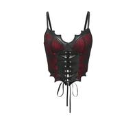 JCNAGXY Women's PU Leather Underwire Bras Asymmetrical Lace Up Corset Bras Goth Punk Crop Tops