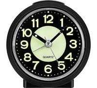 Jcobay Analogue Alarm Clock Simple Alarm Clocks Bedside Non Ticking Battery Powered Luminous Silent Clock with Snooze Light Glow in the Dark Table Clocks for Bedrooms Heavy Sleepers Desk Office Travel