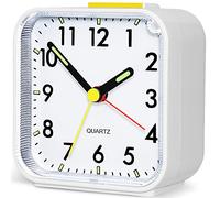 Jcobay Battery Powered Alarm Clock Bedside Non Ticking Silent Desk Clock Little Small Clock Simple Table Analogue Clocks Snooze Light for Bedrooms Office Outdoors Heavy Sleepers Travel Girl Children