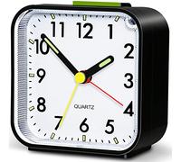 Jcobay Battery Powered Alarm Clock Bedside Non Ticking Silent Desk Clock Little Small Clock Simple Table Analogue Clocks Snooze Light for Bedrooms Office Outdoors Heavy Sleepers Travel Girl Children