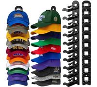 Jcocylse Hat Storage for Wall Mount - Baseball Cap Storage & Cap Holder, Space-Saving Hat Rack with Hooks for Hanging Caps (Black)